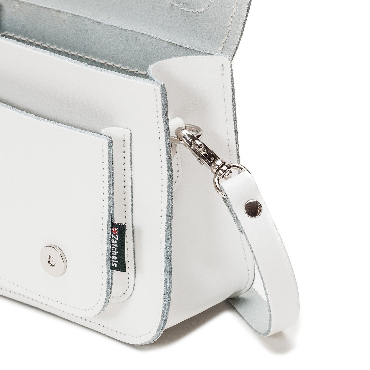 Handmade Leather Micro Satchel - White-2