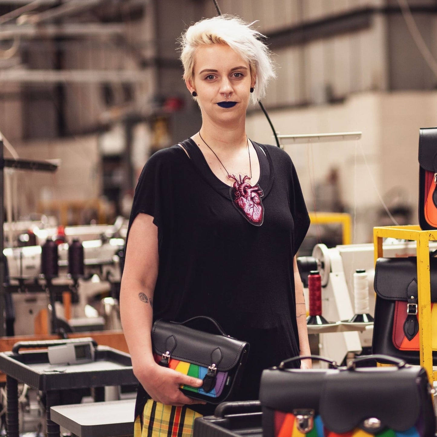 Leather Midi Satchel - Pride-3
