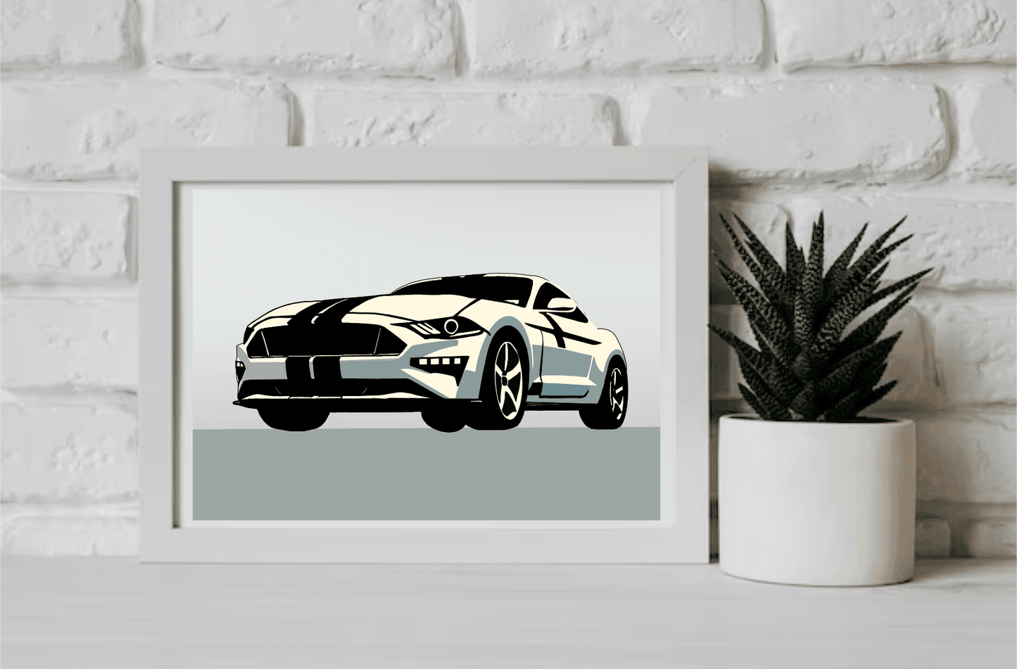 Modern Muscle Car Print – Sleek White Fastback Poster - mezetto KEOLIX KEOLIX