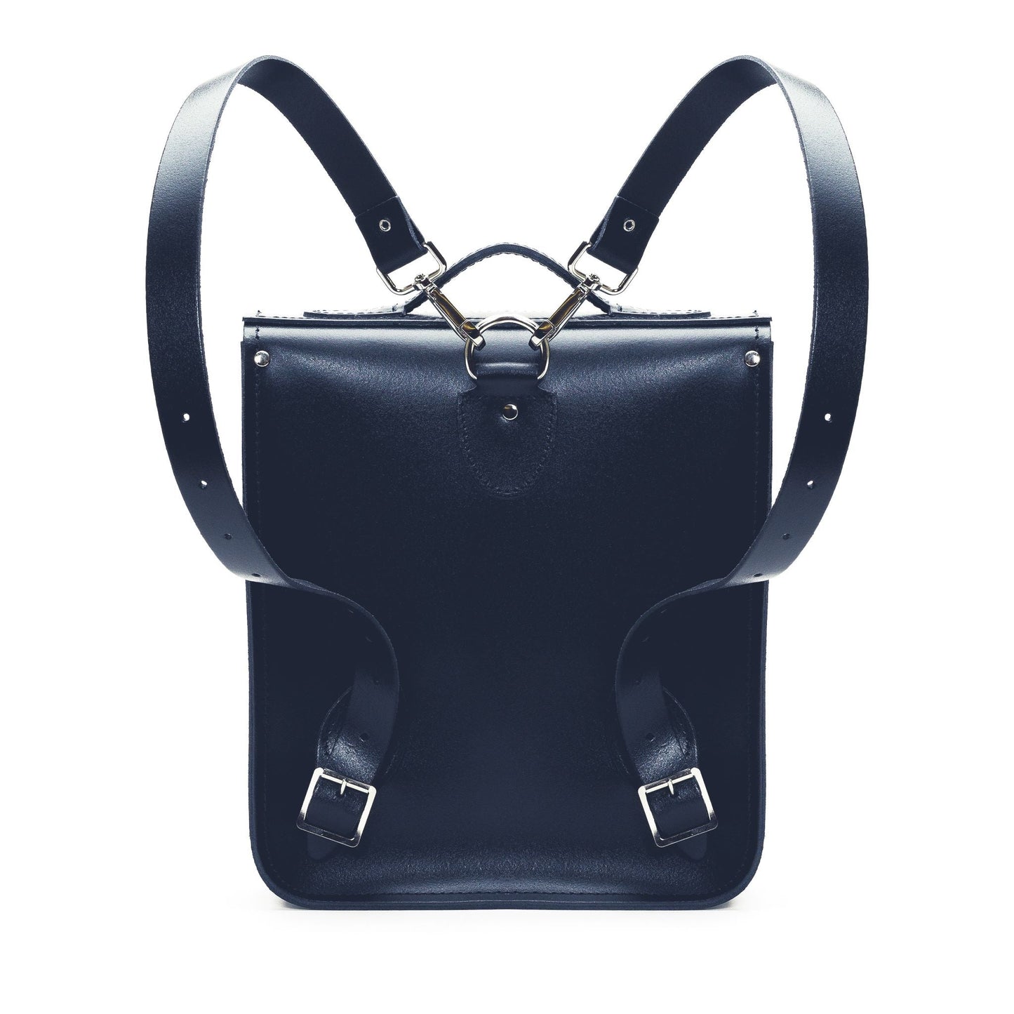 Handmade Leather City Backpack - Navy Blue-2