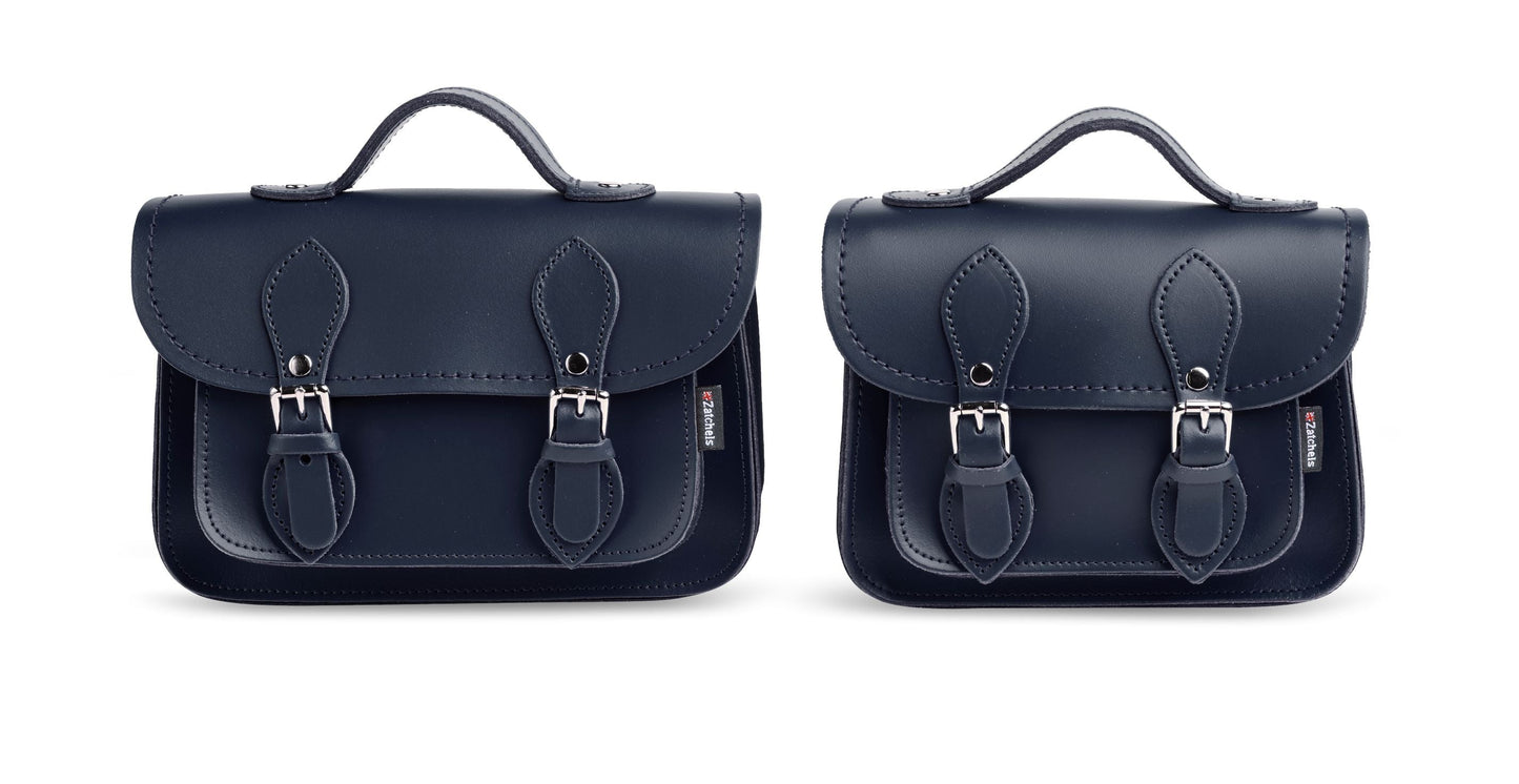 Handmade Leather Micro Satchel - Navy-1