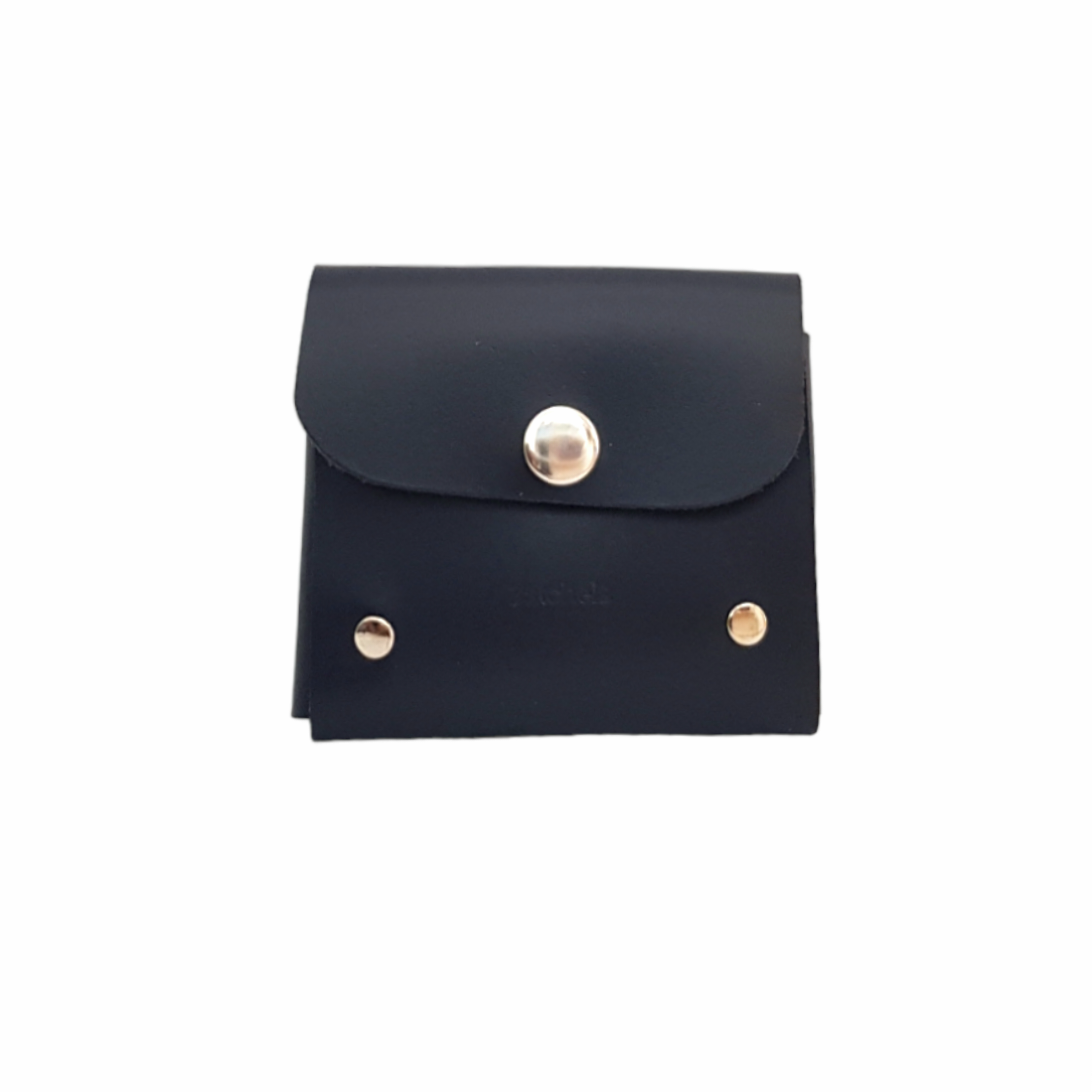 Handmade Leather Simple Coin Purse - Navy-0