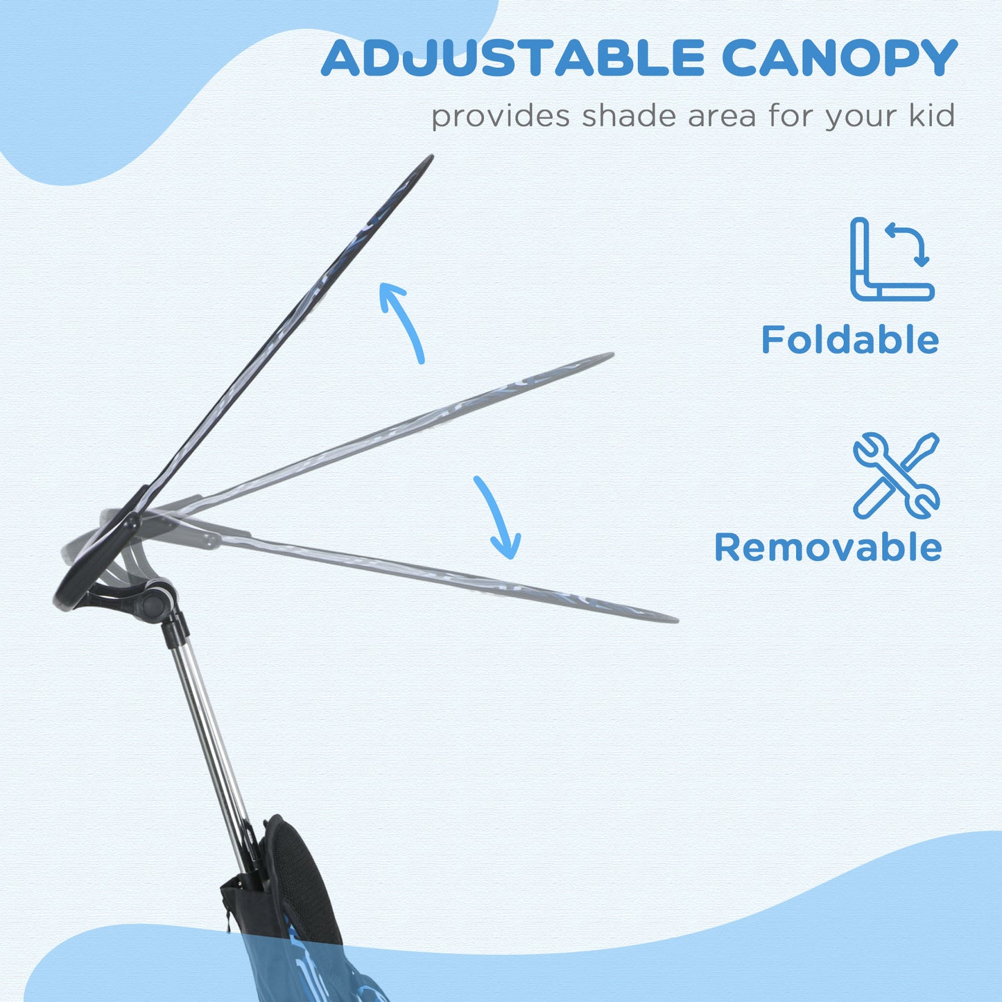 4 in 1 Tricycle for Kids with 5-point harness straps, Removable Canopy, Blue | HOMCOM-3