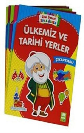 Okul Öncesi Boya Öğrenim Seti Çıkartmalı-5 Kitap Takımı