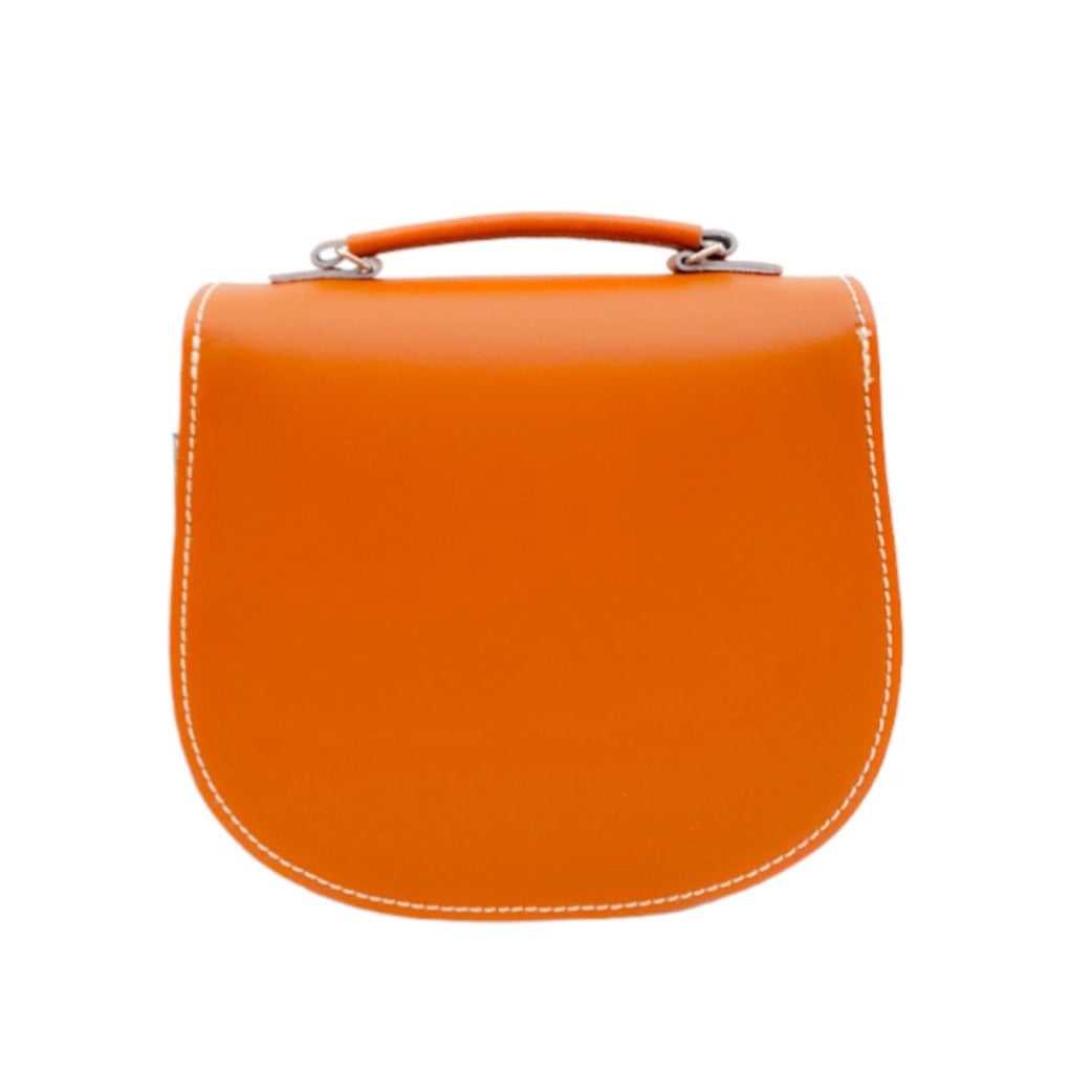 Handmade Leather Twist Lock Saddle Bag - Orange-2