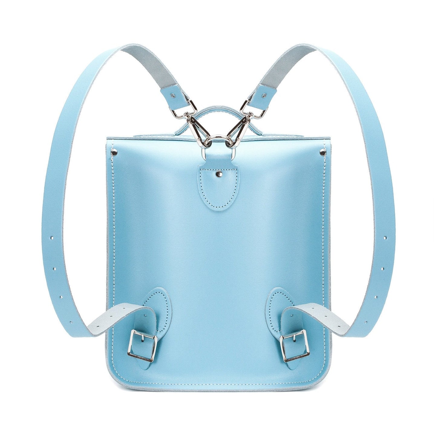 Handmade Leather City Backpack - Pastel Baby Blue-2
