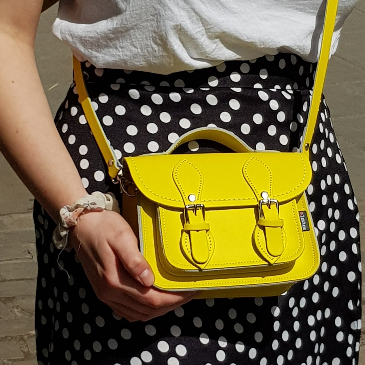 Handmade Leather Micro Satchel - Pastel Daffodil Yellow-3