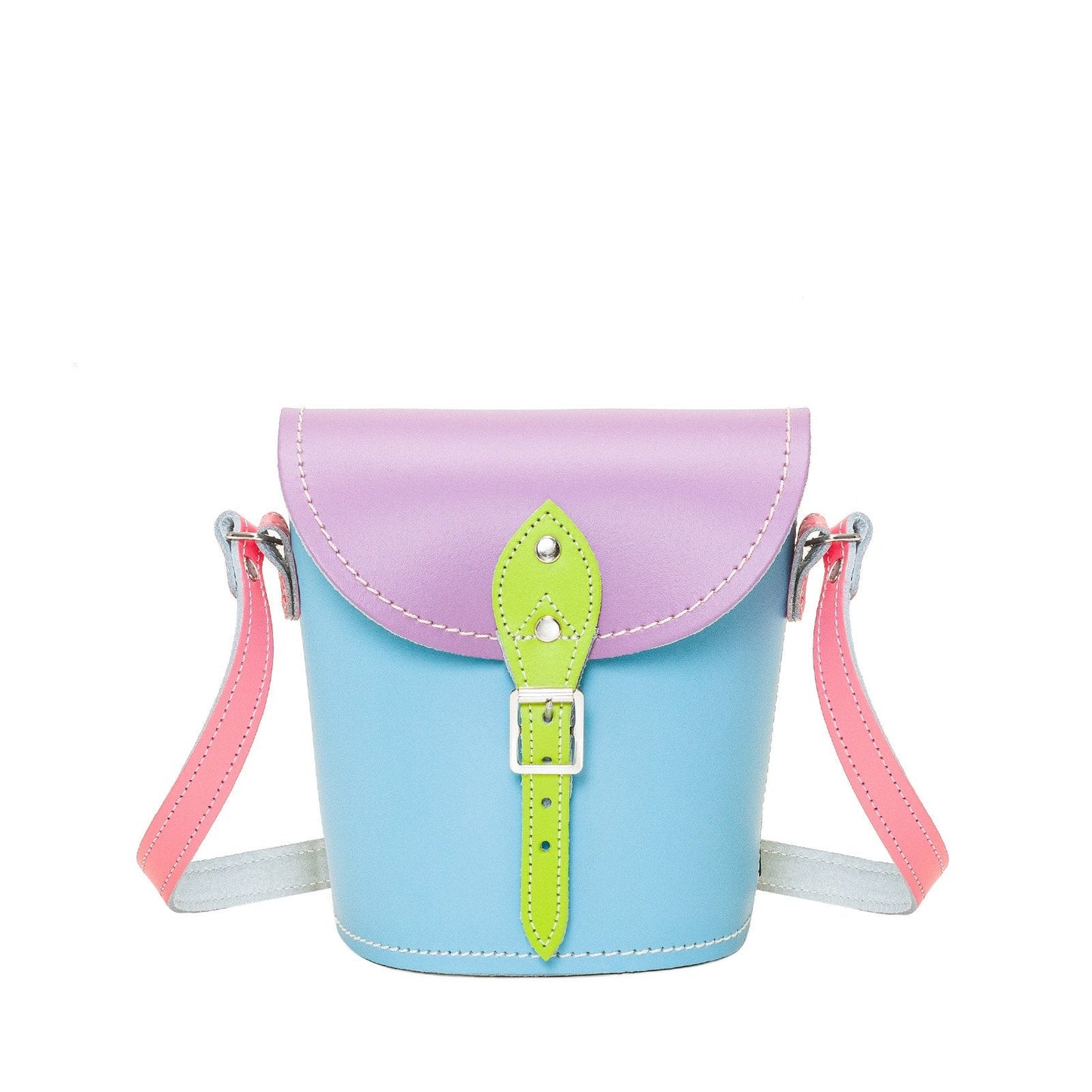 Handmade Leather Barrel Bag - Pastel Kaleidoscope-0