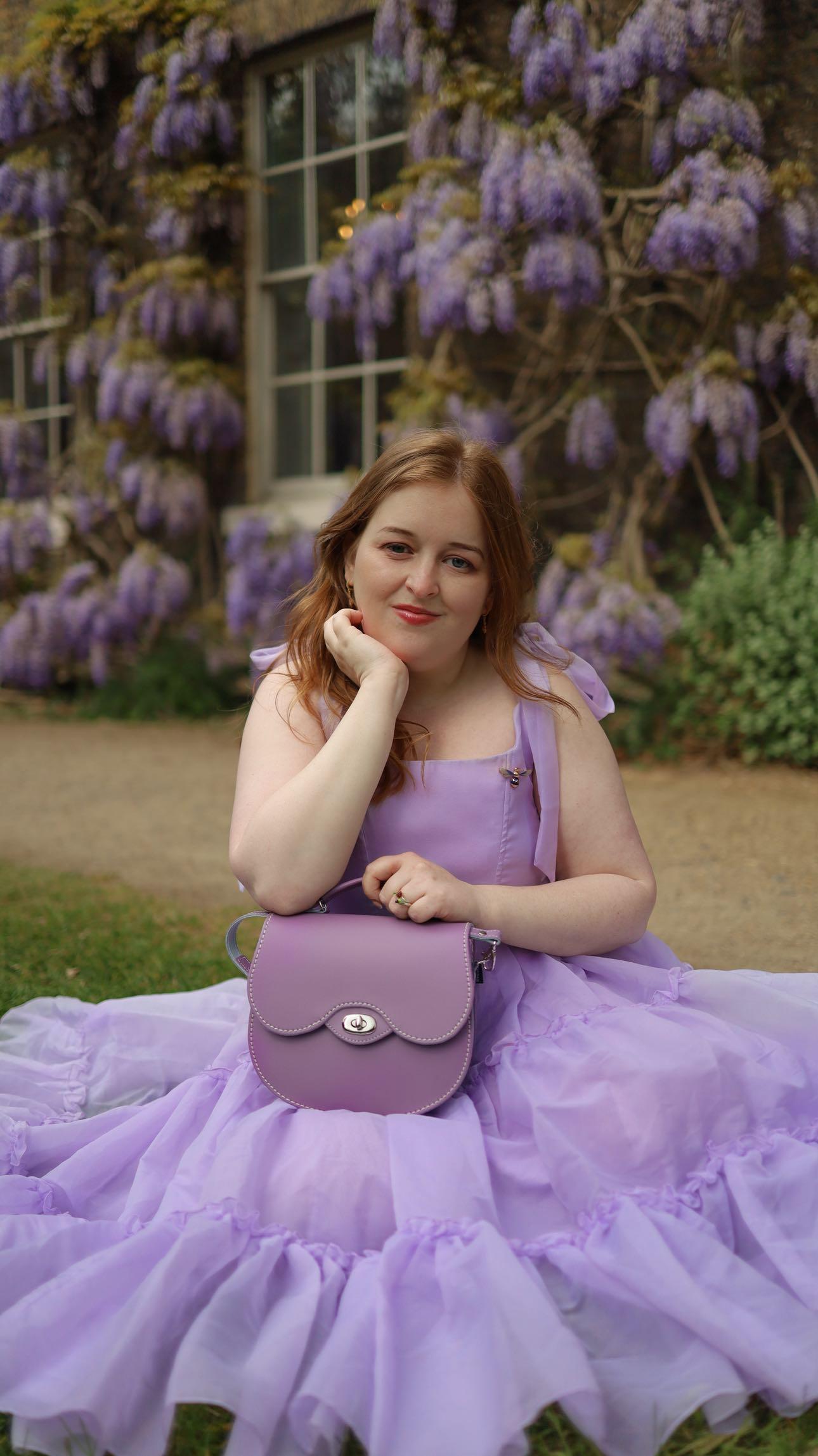Handmade Leather Twist Lock Saddle Bag - Pastel Violet-3