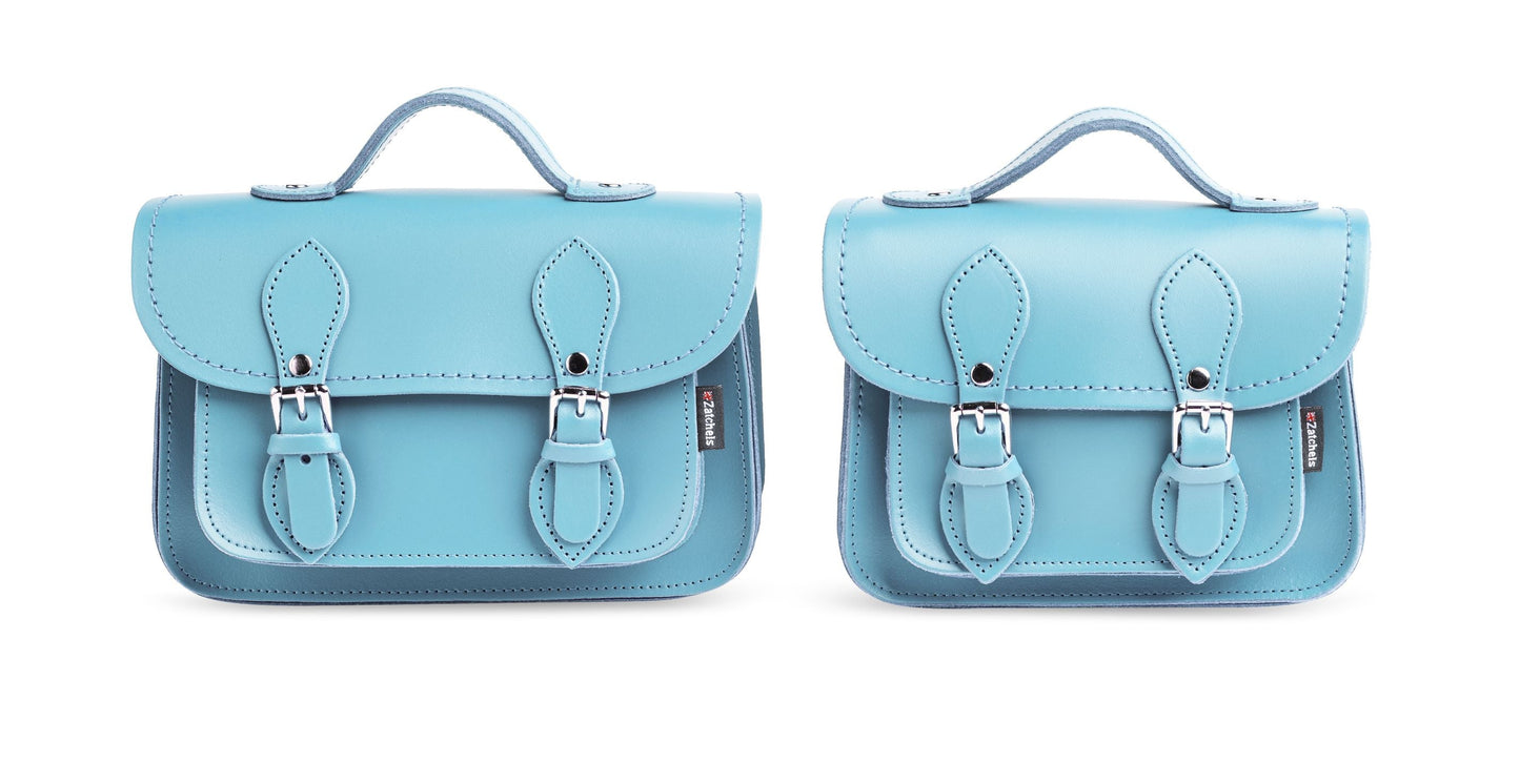Handmade Leather Micro Satchel - Pastel Baby Blue-4