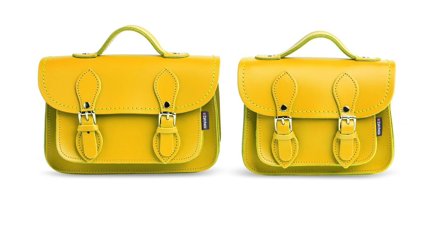 Handmade Leather Micro Satchel - Pastel Daffodil Yellow-4