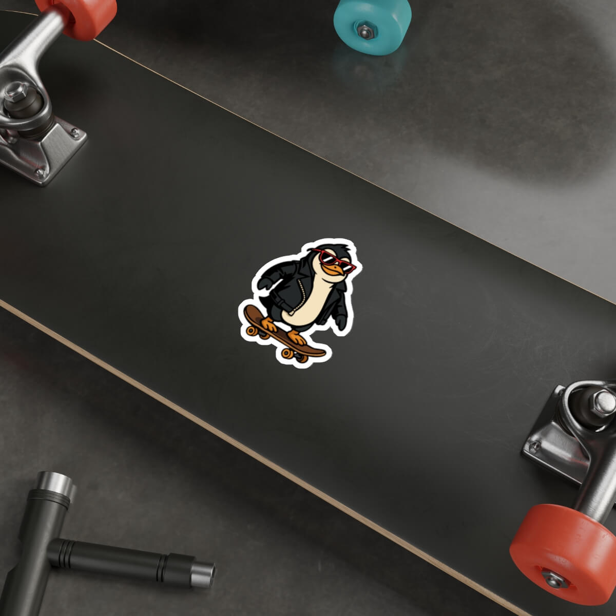 Cool Penguin on Skateboard Sticker