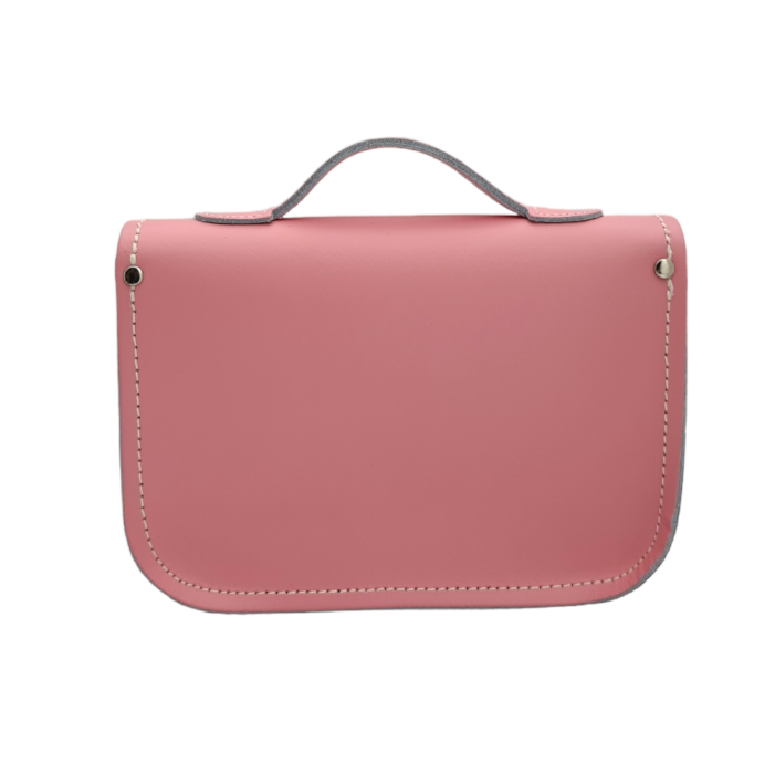 Leather Midi Satchel - Pastel Pink-3
