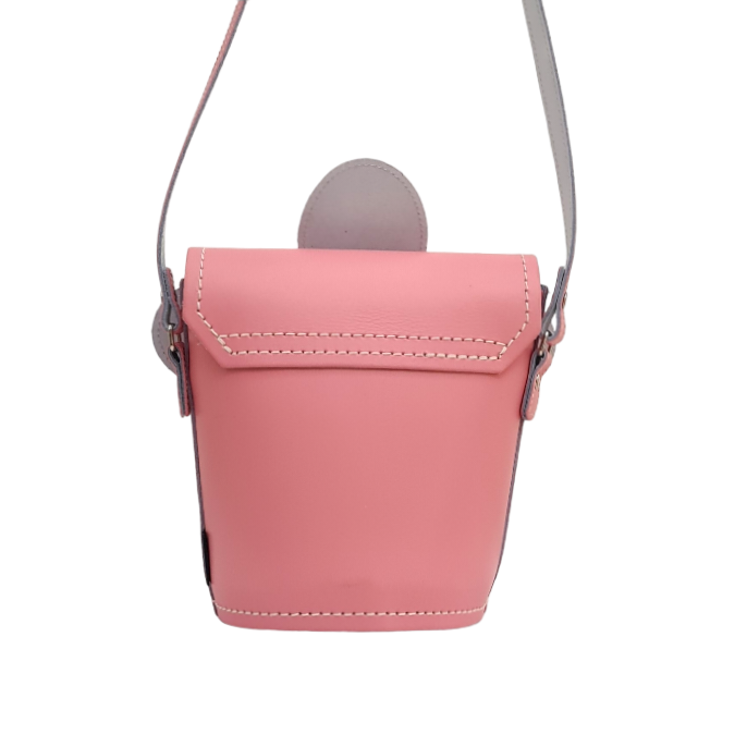 Handmade Leather Daisy Barrel Bag - Pastel Pink-3