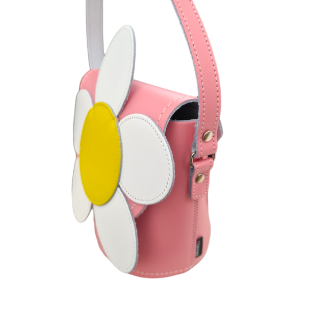 Handmade Leather Daisy Barrel Bag - Pastel Pink-1