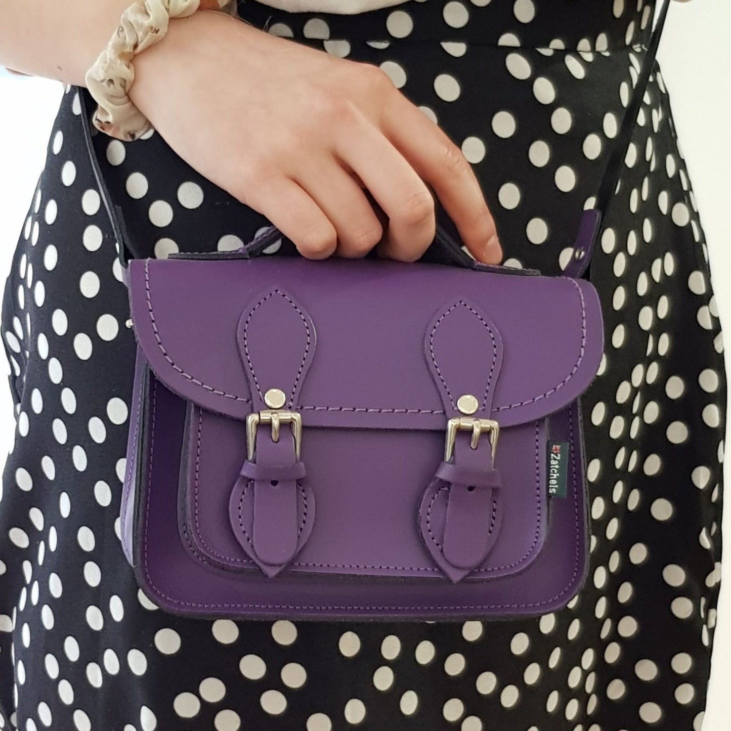 Handmade Leather Micro Satchel - Purple-3