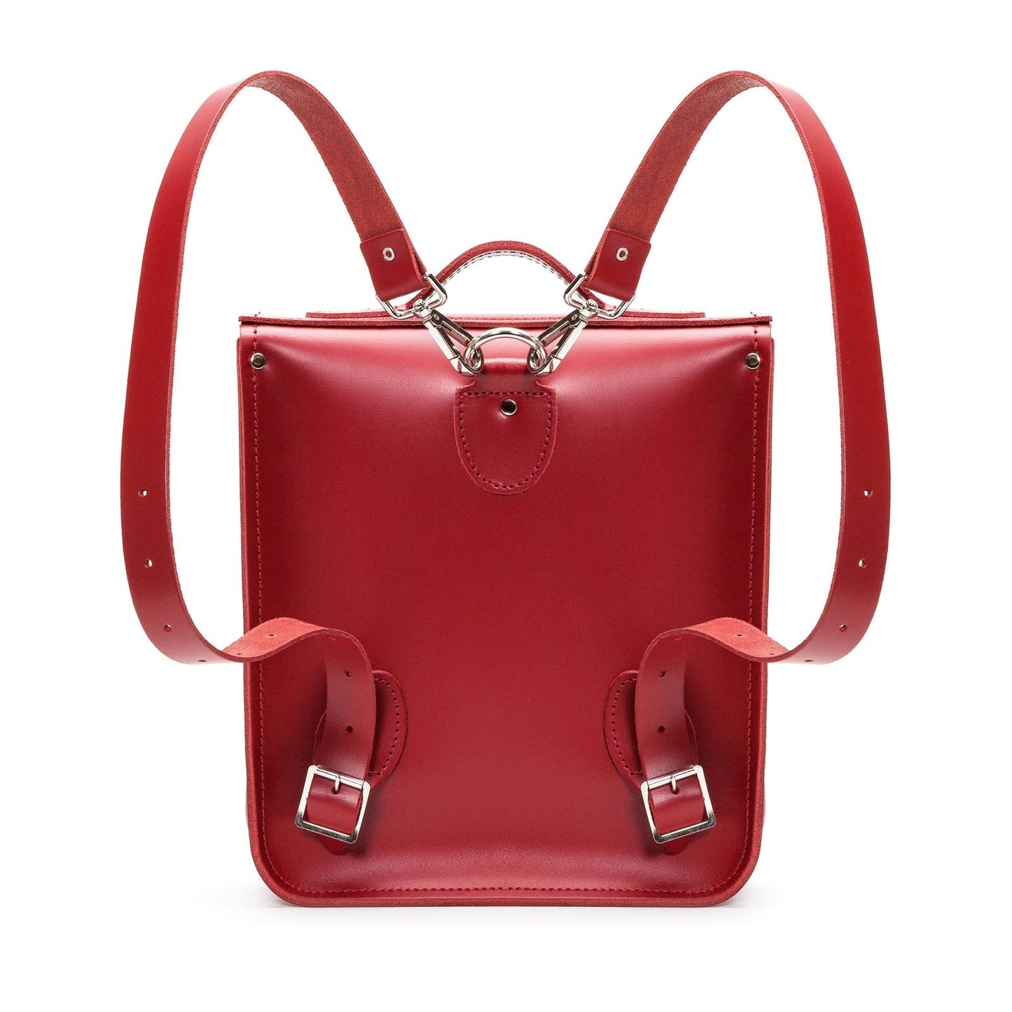 Handmade Leather City Backpack - Red-2