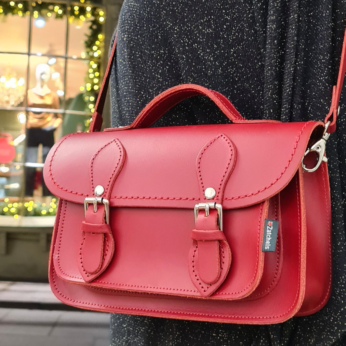 Handmade Leather Micro Satchel - Red-4