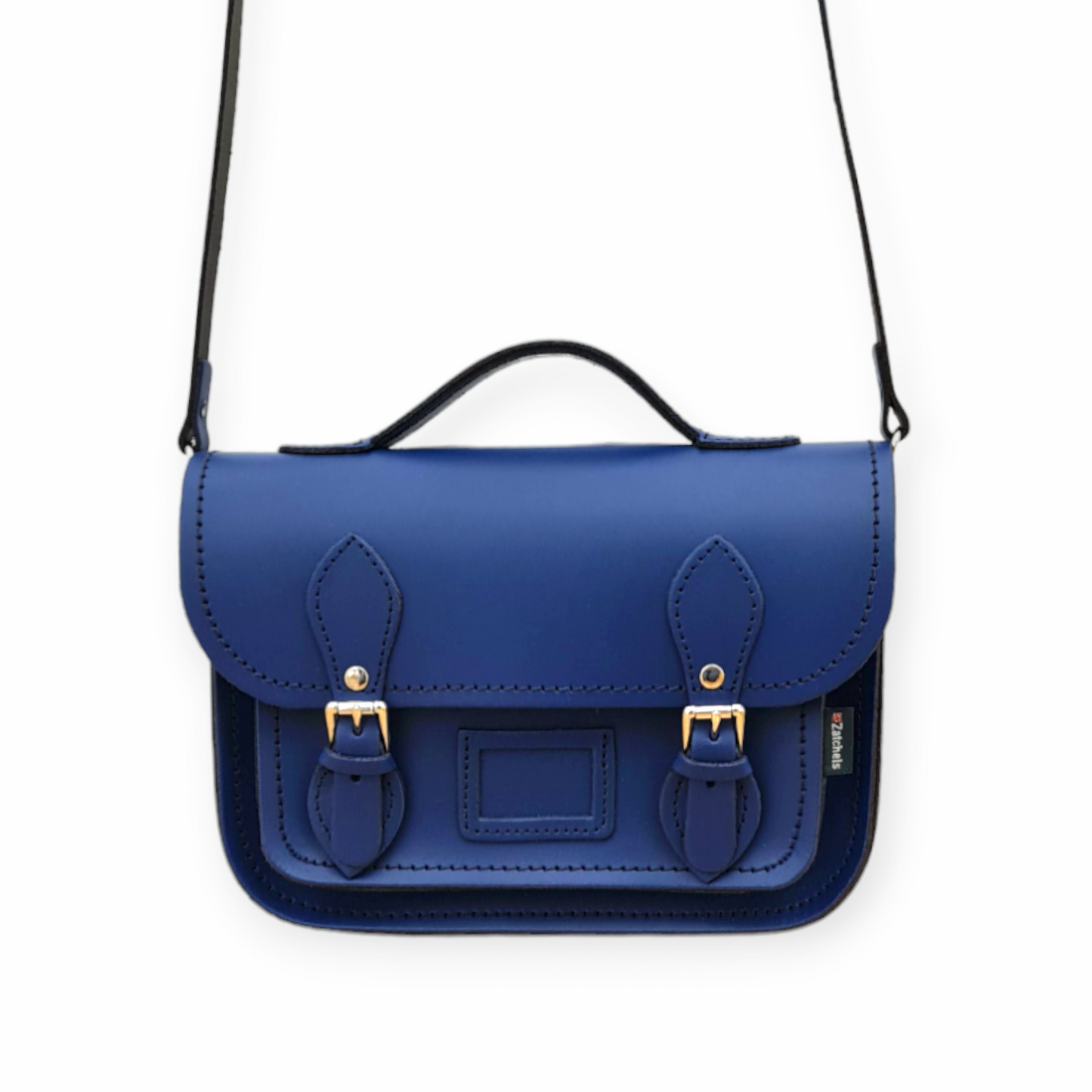 Leather Midi Satchel - Royal Blue-2