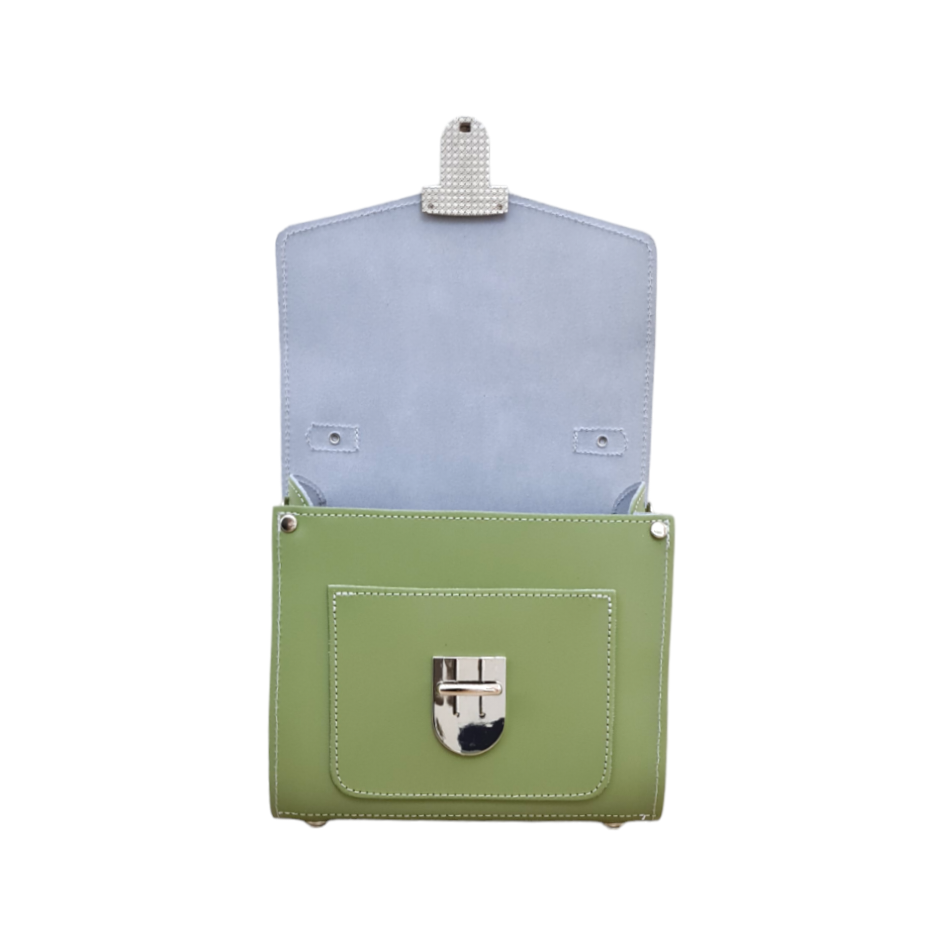 Handmade Leather Sugarcube Handbag - Sage - Green-3