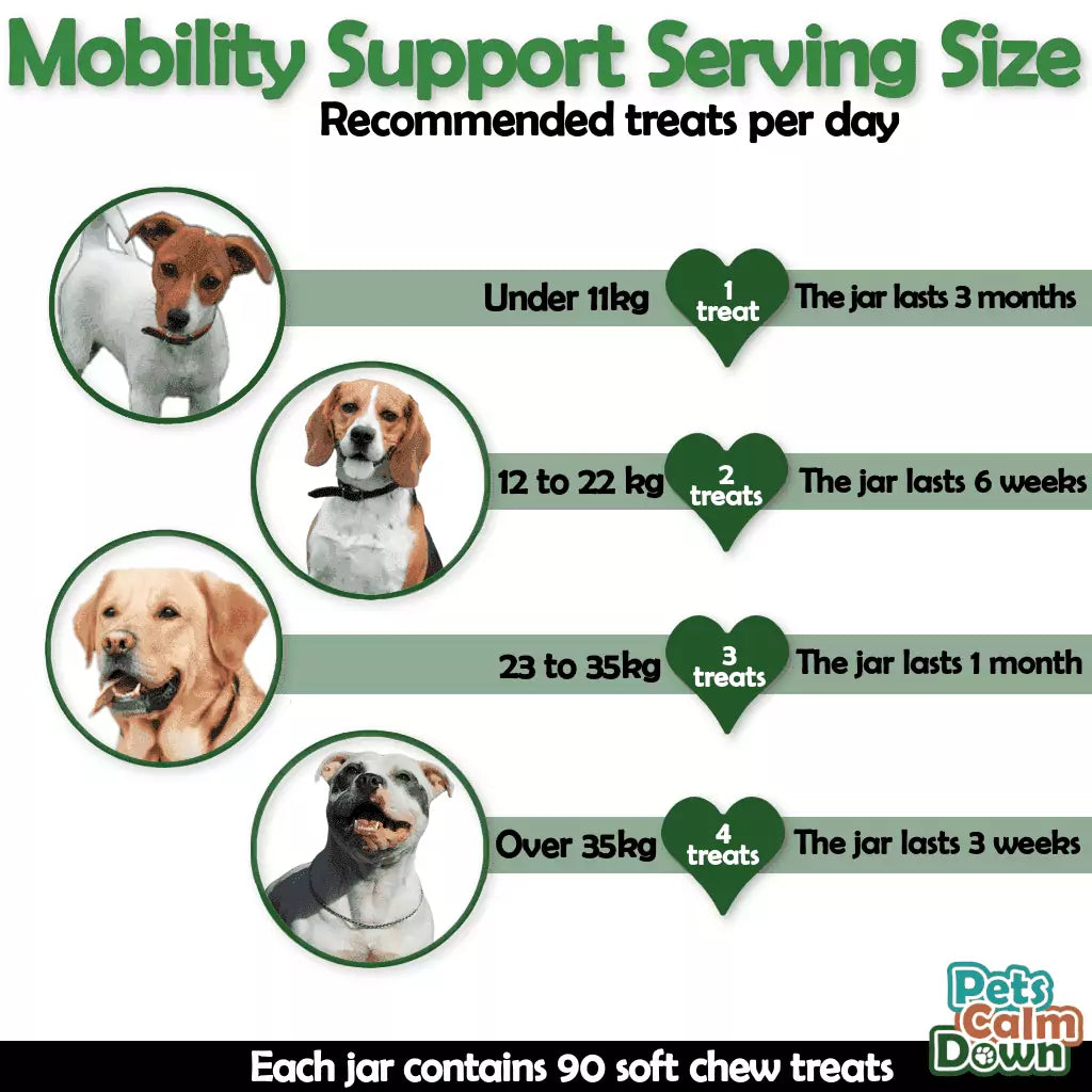 Hip & joint dog treats for age, mobility, strength, joints (natural herbal)