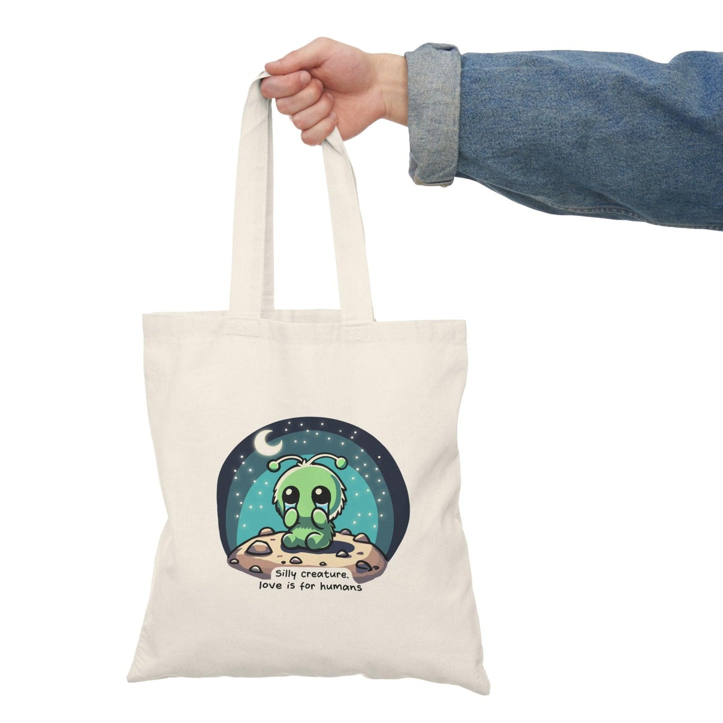 “Silly Creature” Tote – Whimsical Sad Alien Eco Bag - mezetto KEOLIX KEOLIX