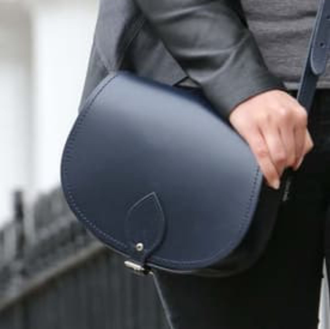 Handmade Leather Saddle Bag - Navy-2
