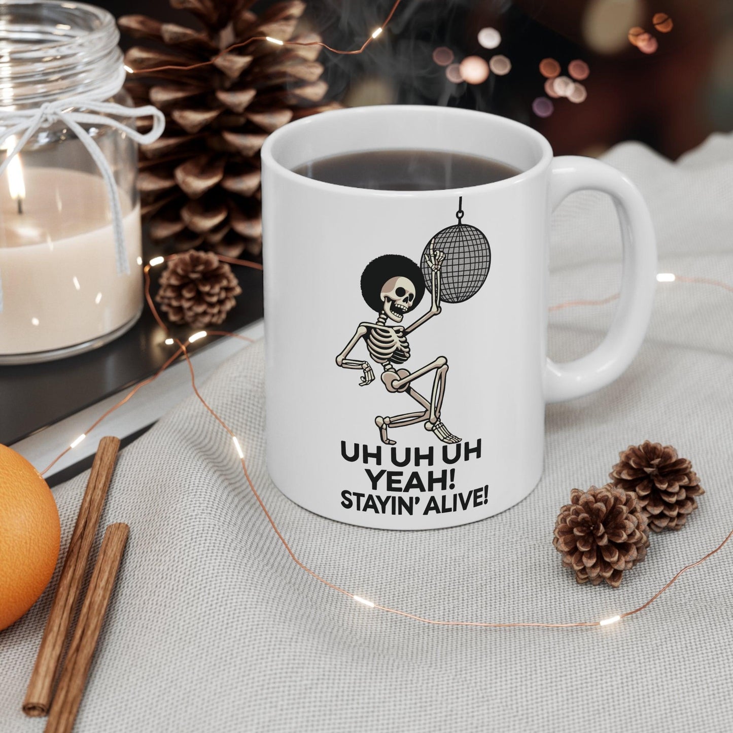 Staying Alive Dancing Skeleton Mug – Disco Fun - mezetto KEOLIX KEOLIX