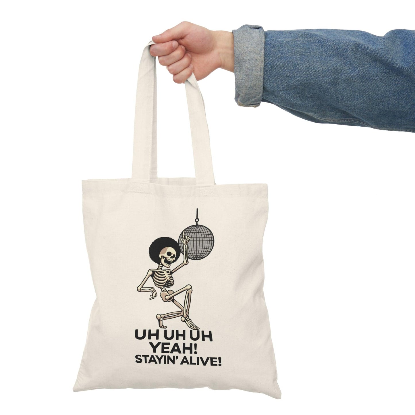 Staying Alive Tote – Disco Skeleton Recycled Cotton Bag - mezetto KEOLIX KEOLIX