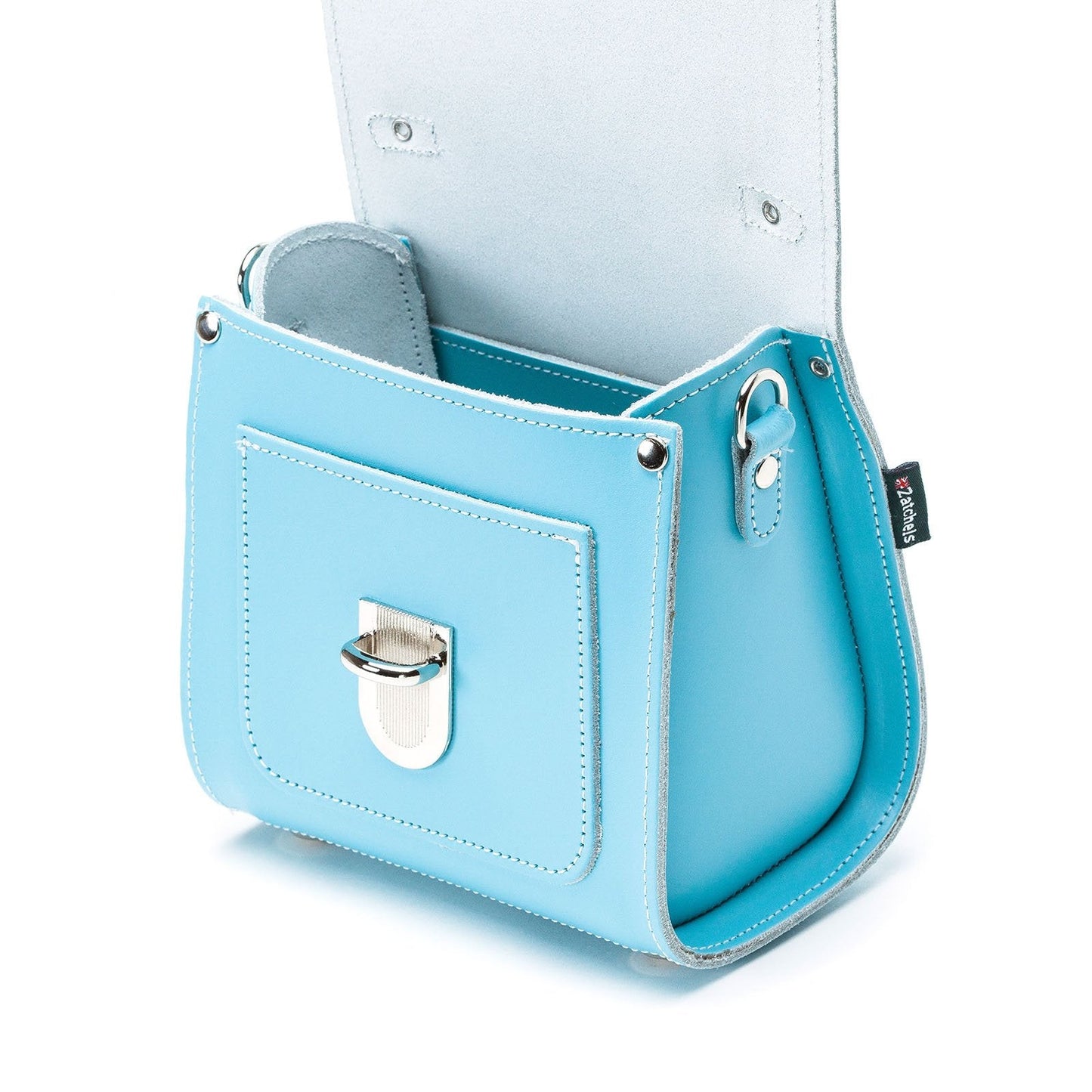 Handmade Leather Sugarcube Handbag - Pastel Baby Blue-2