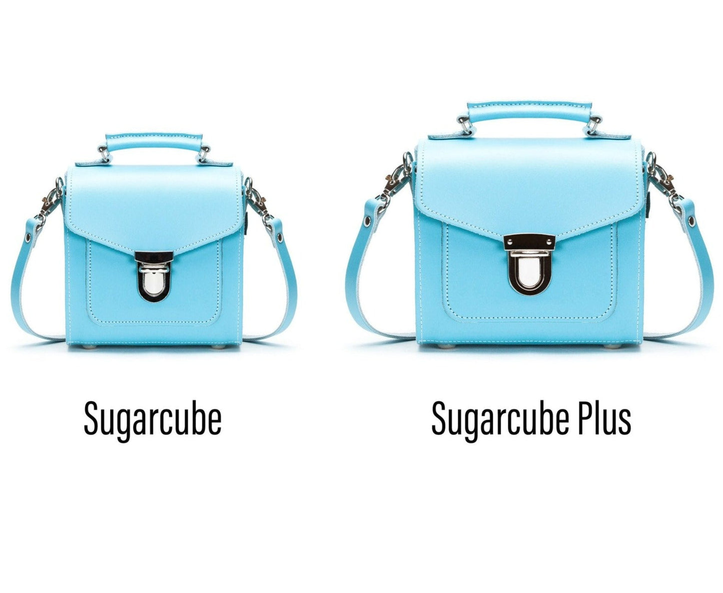 Handmade Leather Sugarcube Handbag - Pastel Baby Blue-4
