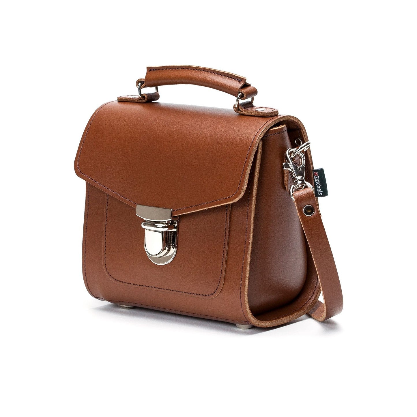 Handmade Leather Sugarcube Handbag - Chestnut-1