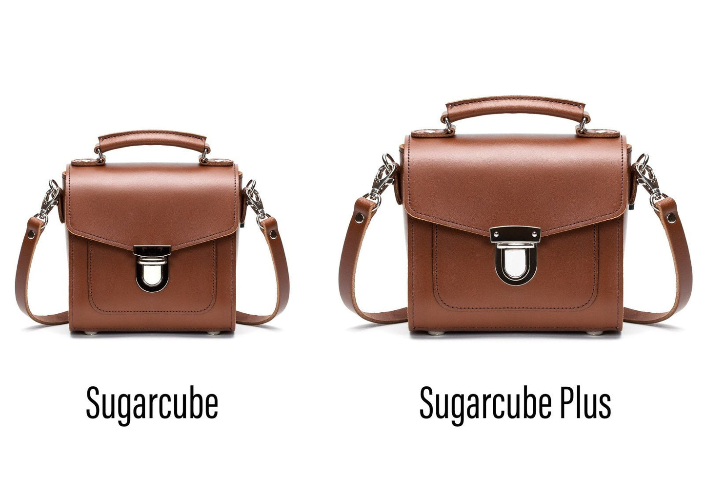Handmade Leather Sugarcube Handbag - Chestnut-3