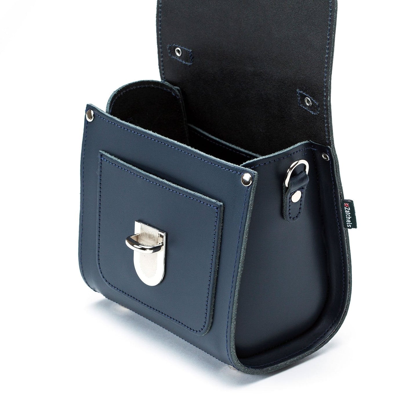 Handmade Leather Sugarcube Handbag - Navy-2