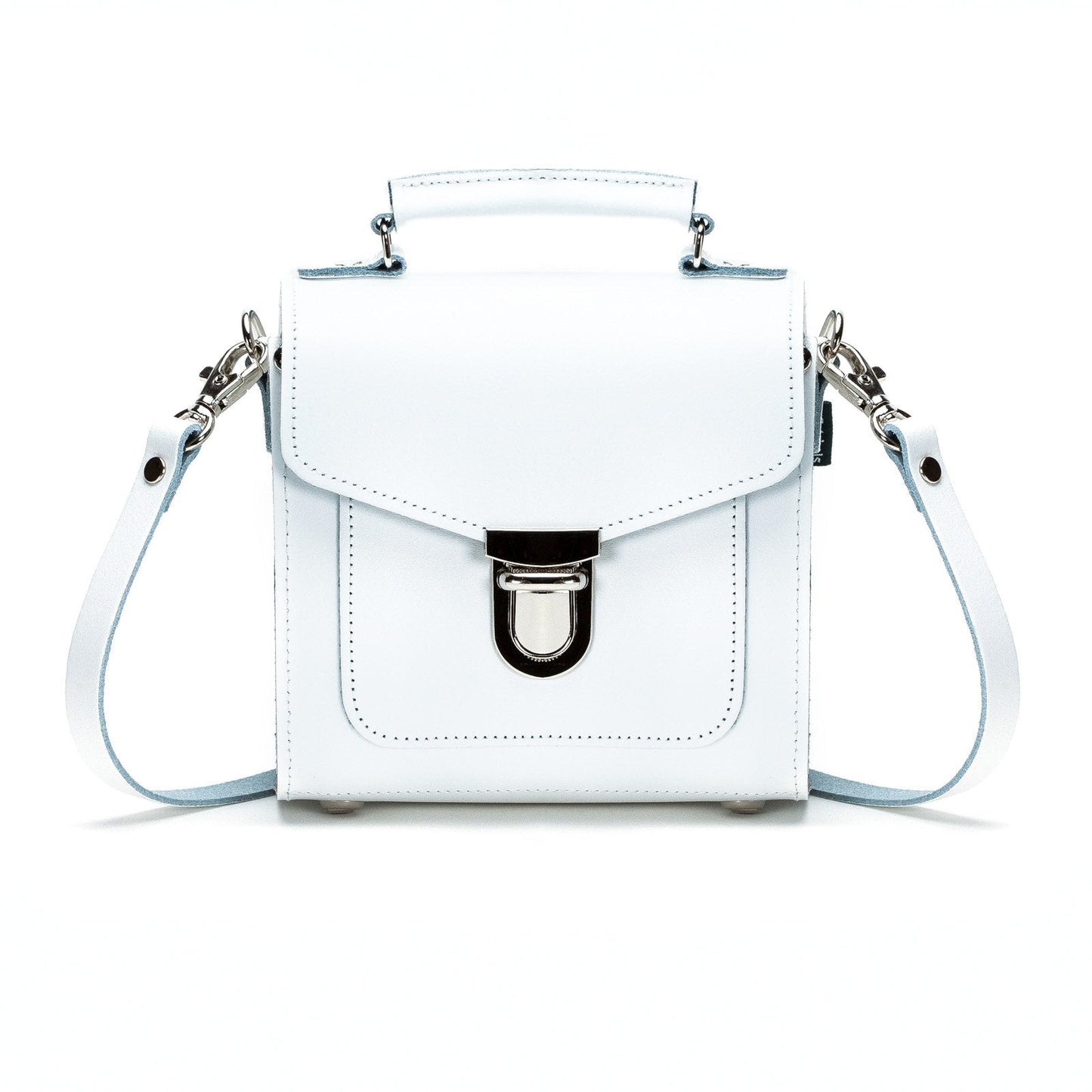Handmade Leather Sugarcube Handbag - White-0