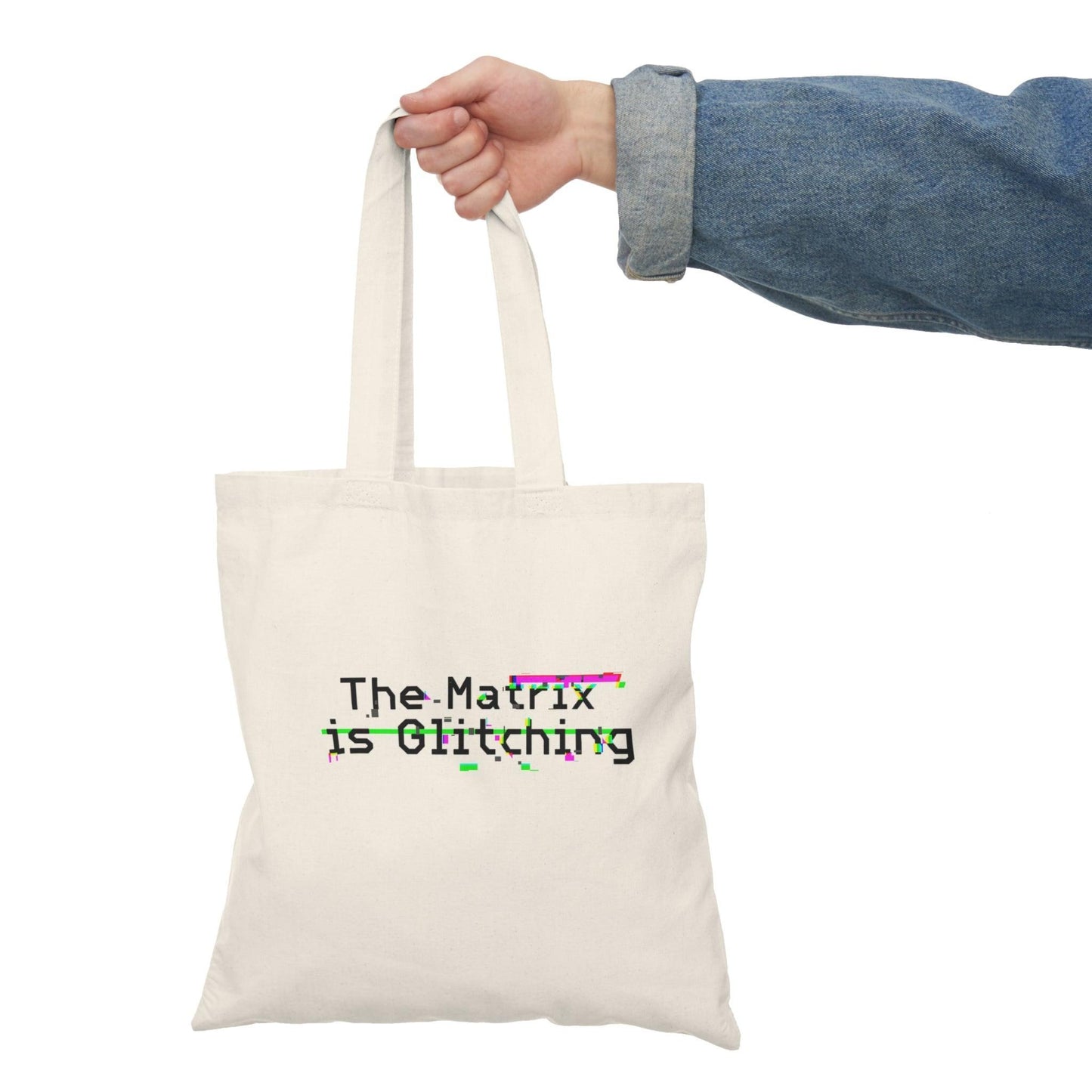 The Matrix Is Glitching Tote Bag – Bold Cyber Glitch Art - mezetto KEOLIX KEOLIX