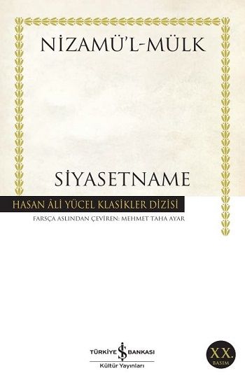 Siyasetname – Nizamülmülk – İş Bankası Kültür Yayınları – kitap kapağı