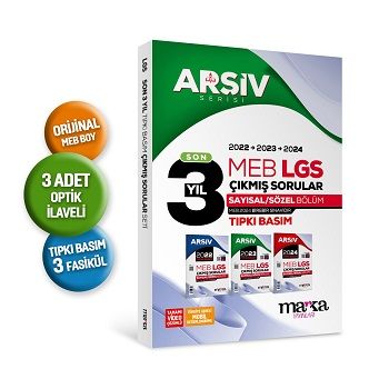 Son 3 Yıl LGS 8. Sınıf ARŞİV Serisi Tıpkı Basım Fasikül Fasikül Çıkmış Sorular Tamamı Video Çözümlü - Marka Yayınları Kitap