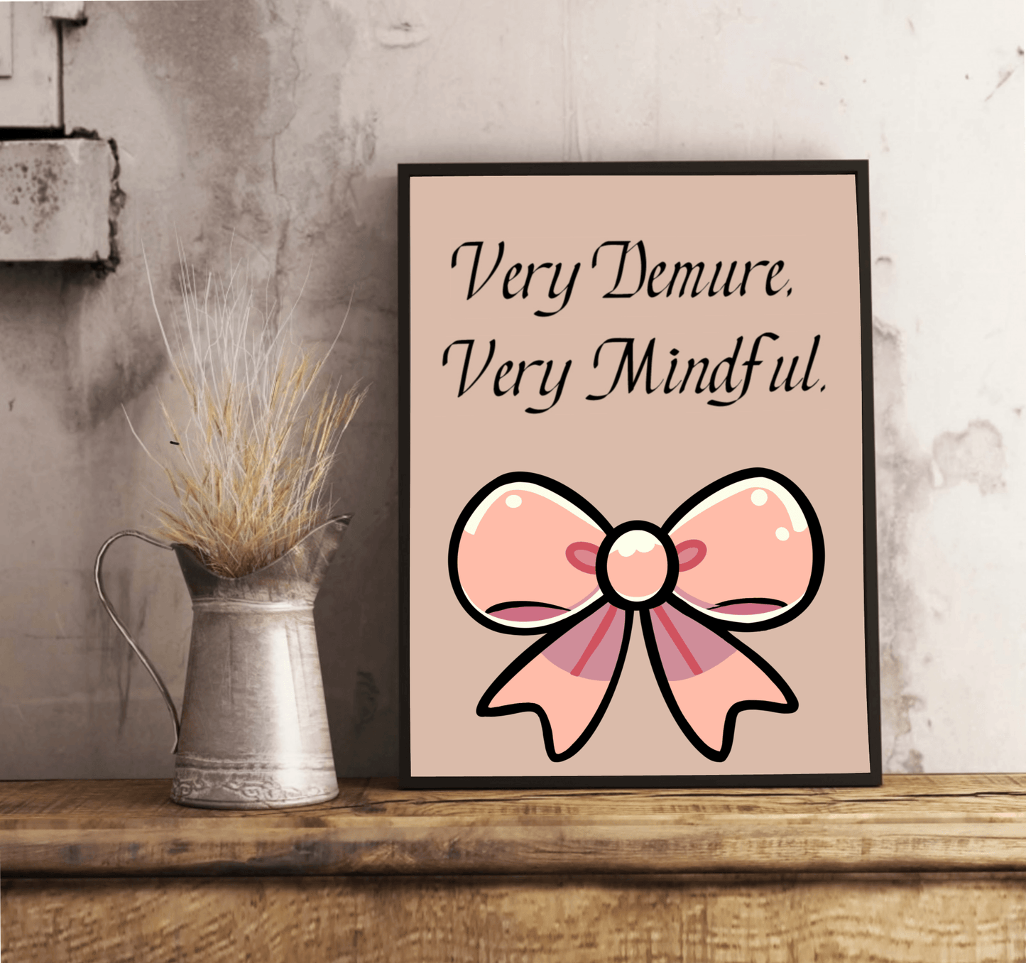 Very Demure, Very Mindful | Pink Bow Art Print - mezetto KEOLIX KEOLIX