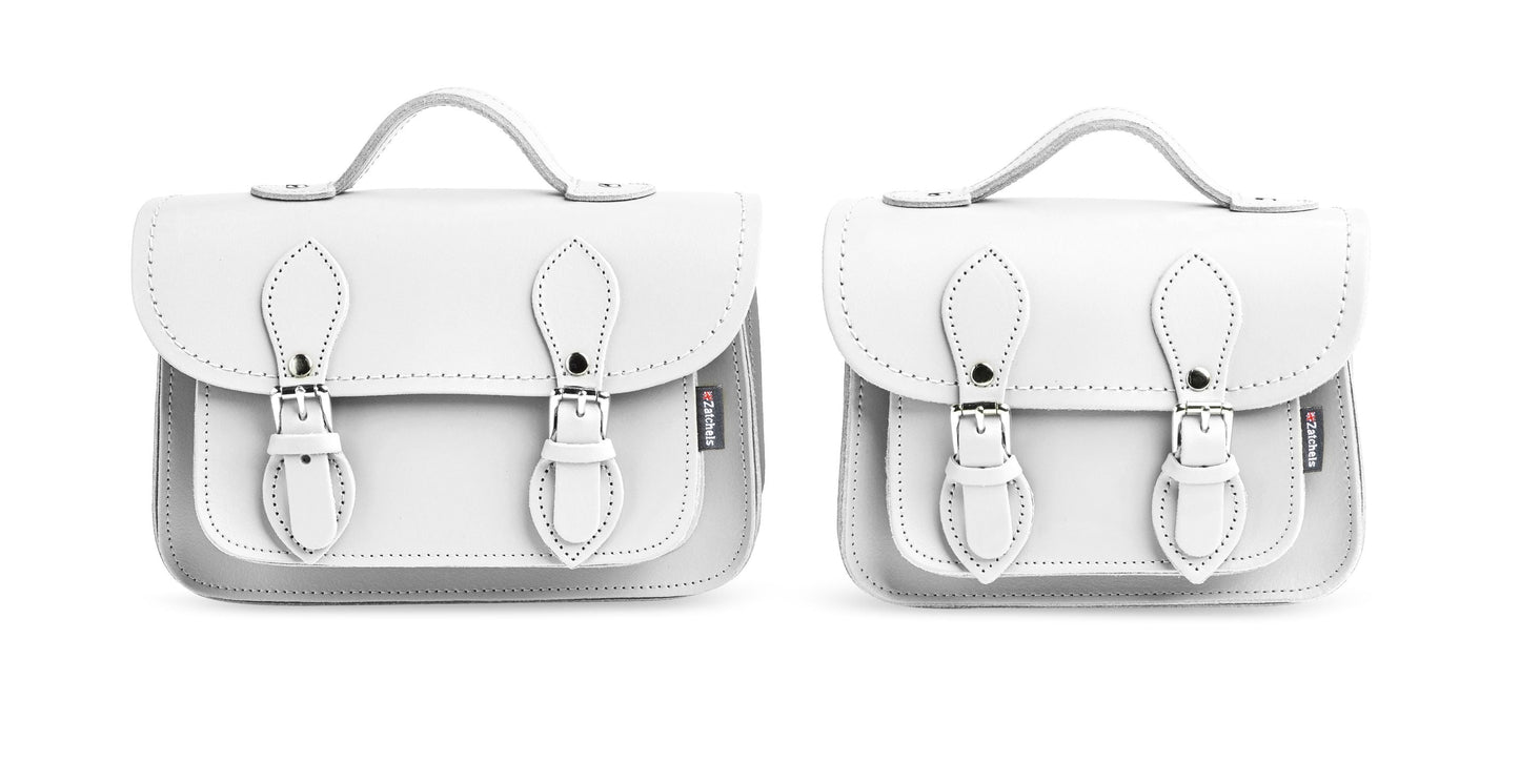 Handmade Leather Micro Satchel - White-4