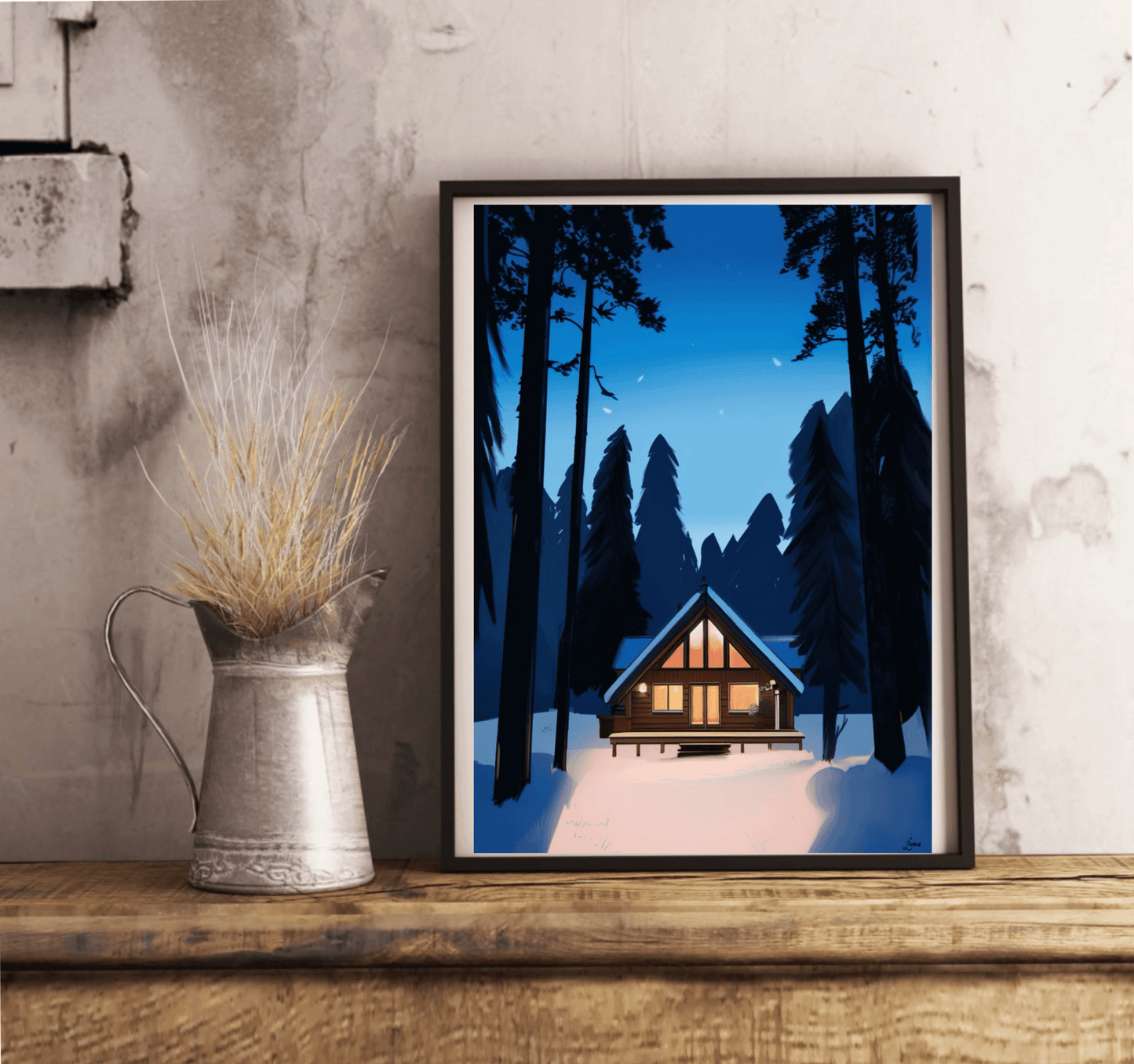 Winter Wonderland Cabin – Cozy Snowy Wall Art - mezetto KEOLIX KEOLIX