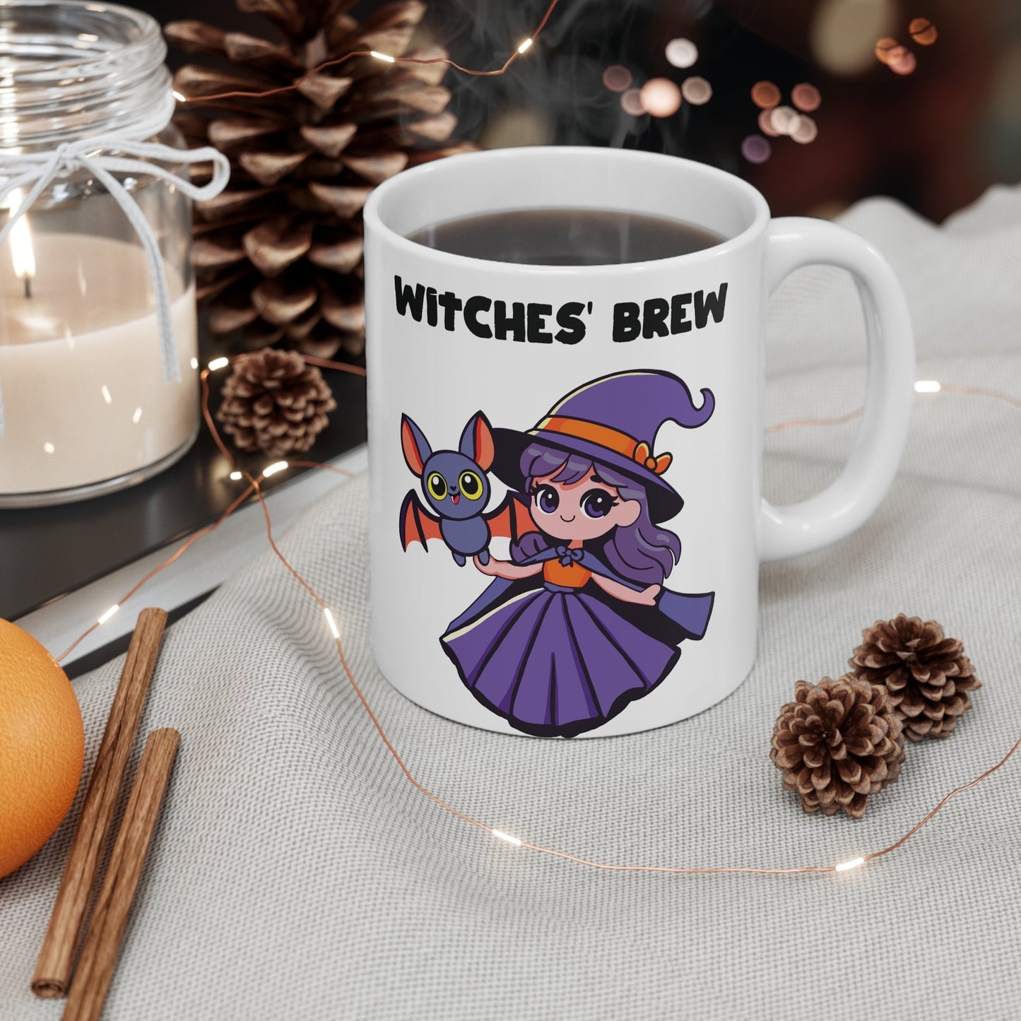 Witches Brew – Cute Witch & Bat Halloween mug - mezetto KEOLIX KEOLIX