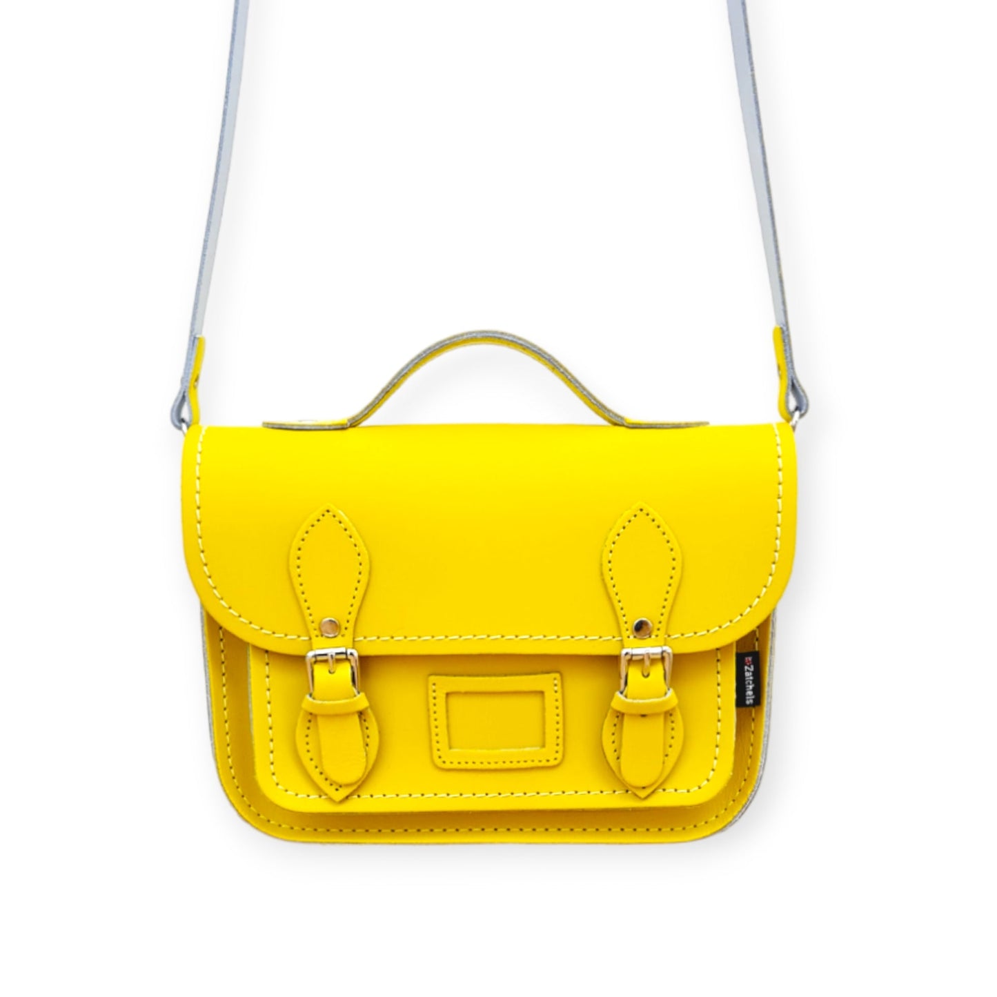 Leather Midi Satchel - Pastel Daffodil Yellow-2