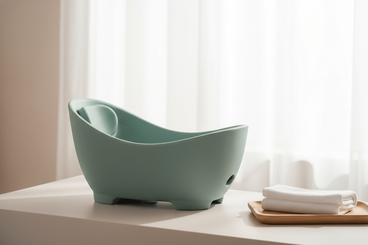 Modern baby bath tub with ergonomic design