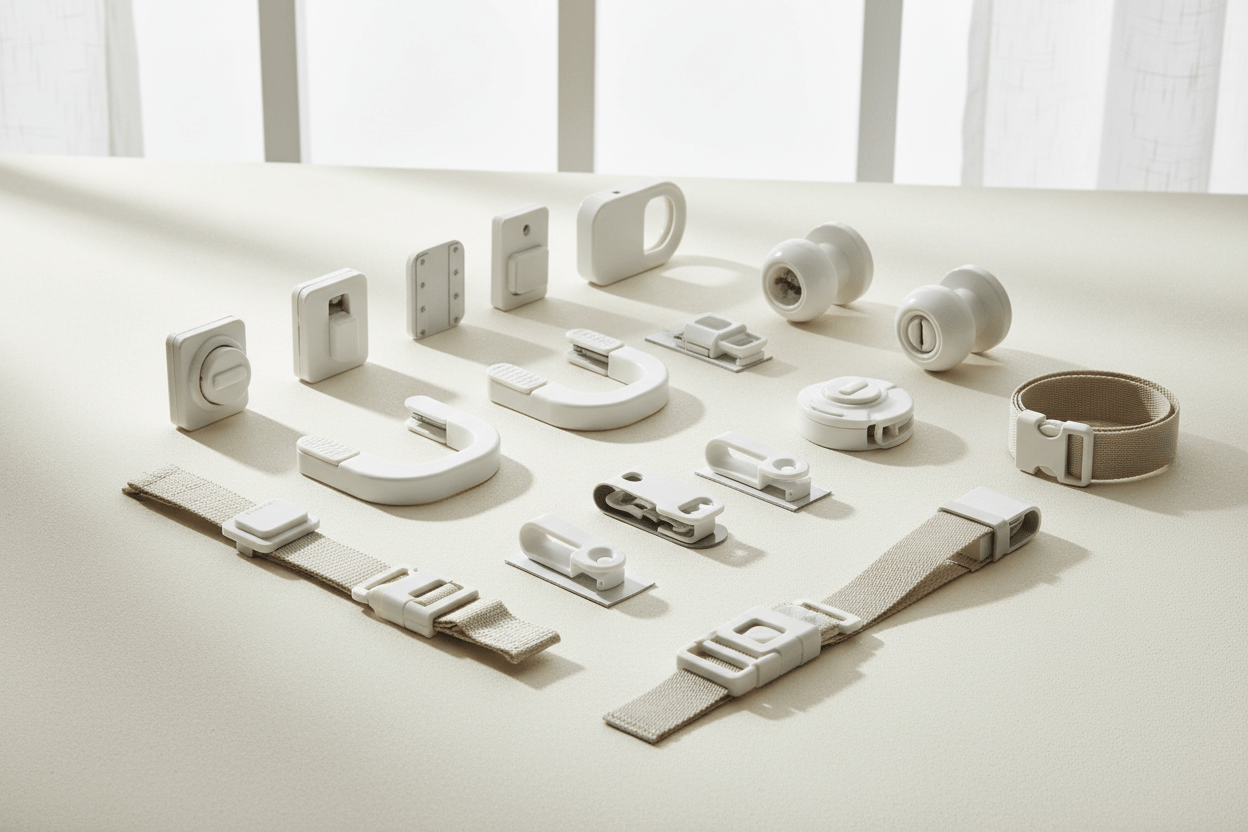 Baby safety locks and childproofing latches for cabinets and drawers