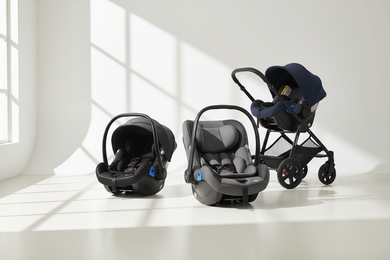 Premium car seats with safety harnesses and adjustable features