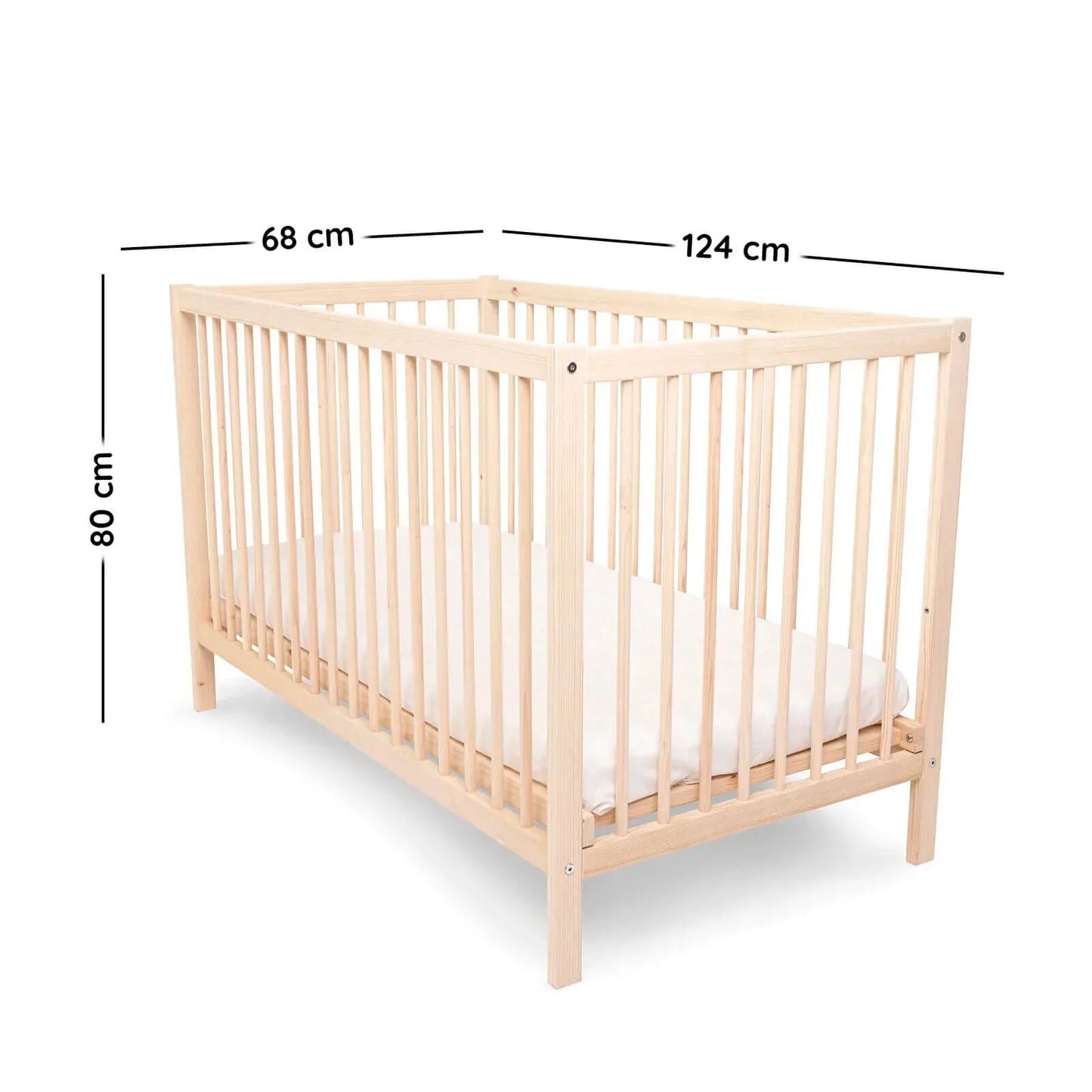 Kukka Natural Wood 2-Level Cot 60x120 cm