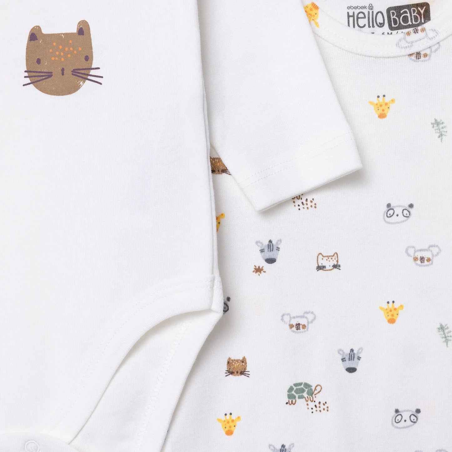 HelloBaby Long Sleeve Body 2 Pack - Ecru