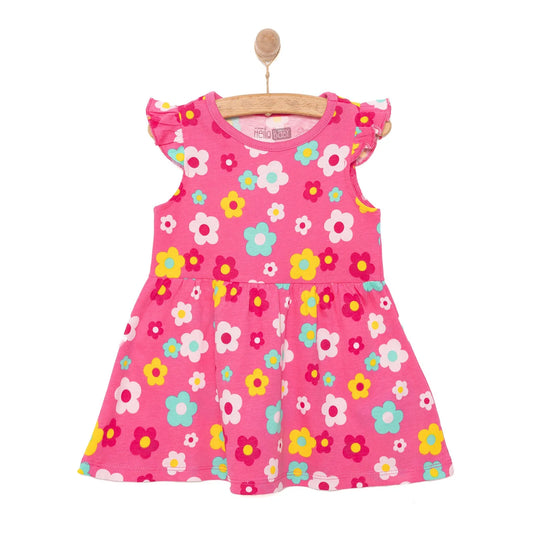 HelloBaby Basic Girl Daisy Patterned Dress - Pink