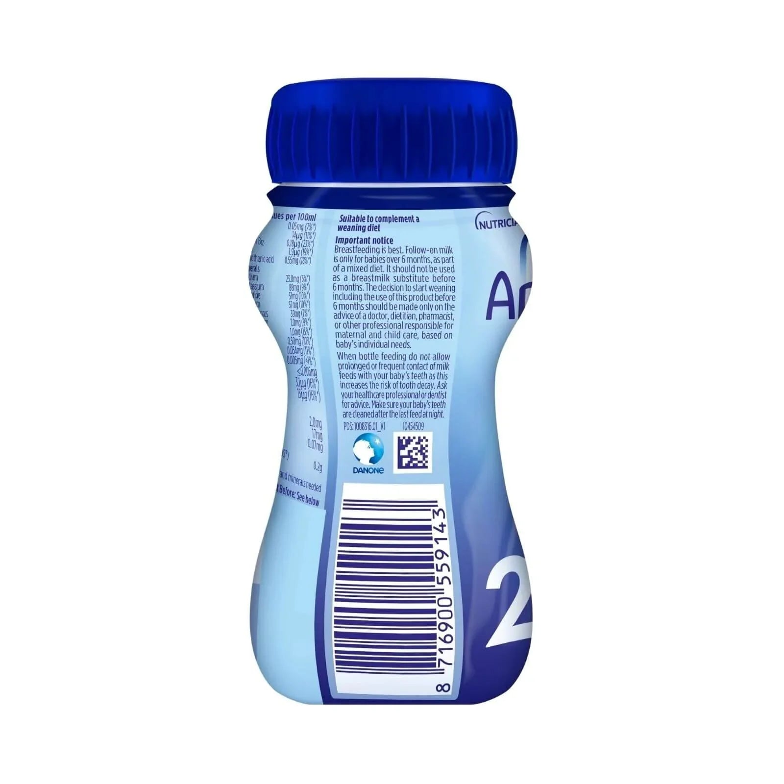 Aptamil 2 Follow On Ready to Drink Liquid Milk 6-12 months 200ml